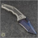 (#HTK-MED-CF2) Heretic Knives Custom Medusa Carbon Fiber Inlay Blued Damascus Tanto - Back