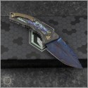 (#HTK-MEDC-001) Heretic Knives Custom Carbon Fiber Medusa w/ Abalone Inlay Blued Damascus Tanto - Back