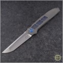 (#LM-XV-SW) Liong Mah XV Folder with Stonewash Handle and Plain Blade - Front