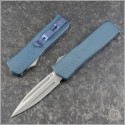(#MKT-MERC1-002) Medford Knife & Tool Blue Merc-1 OTF D/E Blade Tumbled - Front