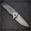 (#MKT-SCTi-001) Medford Knife & Tool Hammered Ti Smooth Criminal Button Lock Tumbled Plain - Back