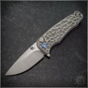 (#MKT-SCTi-001) Medford Knife & Tool Hammered Ti Smooth Criminal Button Lock Tumbled Plain - Front