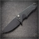 (#MKT-SCTi-002) Medford Knife & Tool Black DLC Ti Smooth Criminal Button Lock DLC Plain - Front