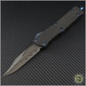 (#MTC-0200) Marfione Custom Combat Troodon Damascus Bowie w/ Carbon Fiber Top - Front