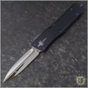 (#MTC-0254) Marfione Combat Troodon D/E Mirror Polished, Black Hefted Handle w/ Purple Haze Hardware - Front