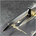 (#MTC-0301) Marfione Combat Troodon D/E Mirror Polished, Black Hefted Handle w/ CF top  - Additional View