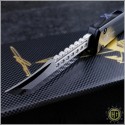 (#MTC-0313) Microtech Custom Ultratech Hellhound Tanto Mirror Polished w/ Black Hefted Handle - Additional View