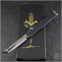 (#MTC-0363) Microtech Knives Marfione Custom Halo V T/E Mirror Polish w/ Abalone Inlays - Front