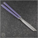 (#MWS-OPUSV2-603) MachineWise Opus v2 Balisong Blurple Handle Tanto Stonewash - Back