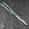 (#MWS-SERIF-001) MachineWise Serif Butterfly Knife Blue Green fade Stonewash Drop Point - Back