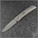 (#OES-F22-TIBR) J. Oeser Knives F22 Kickstop Titanium Handle Bronze Hardware - Front