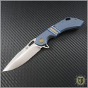 (#OLA-Way-02) Olamic Wayfarer 247 Satin Plain w/ carved back bar and Blue/Gold theme - Front