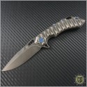 (#OLA-Way-03) Olamic Wayfarer 247 PVD Plain blade, sculpted PVD handle w/ blue accents including carved back bar - Front