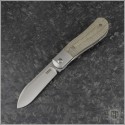 (#PENA-XDL-GR) Pena Knives X-Series Dogleg Green Micarta - Front
