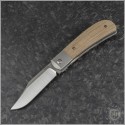 (#PENA-XLC-BR) Pena Knives X-Series Lanny's Clip Front Flipper Brown Micarta - Front