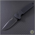 (#PT-LG203) Protech Les George Rockeye 3.375 Black Partially Serrated - Textured Handle - Front