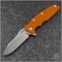 (#RH-EK35H-001) Rick Hinderer Knives Eklipse Tri-Way 3.5" Slicer Hollow Orange G10 Stonewash - Front