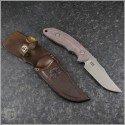(#RH-EM-BM) Rick Hinderer Knives Emmett Bowie Stonewash Burgundy Micarta - Back