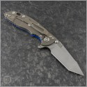 (#RH-XM1830-HT-001) Rick Hinderer Battle Bronze XM-18 3" Tri-Way Harpoon Tanto Blue G-10 - Back