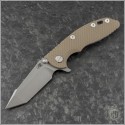 (#RH-XM1830-HT-003) Rick Hinderer Battle Blue XM-18 3" Tri-Way Harpoon Tanto FDE G-10 - Front
