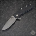 (#RH-XM18325-01) Rick Hinderer Tri-Way XM-18 3.25" Spearpoint Working Finish (Black G10) - Front