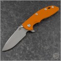 (#RH-XM1835-96) Rick Hinderer Tri-Way XM-18 3.5" Spearpoint Working FInish - Battle Bronze - Orange G10 - Front