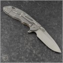 (#RH-XM1835-98) Rick Hinderer Tri-Way XM-18 3.5" Spearpoint Stonewash Blade - Working Finish Frame - FDE G10 - Back