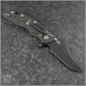 (#RH-XM1835-B-12) Rick Hinderer XM-18 3.5" Bowie Battle Black - Translucent Green G-10 - Back