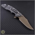 (#RH-XM1835-B-2) Rick Hinderer XM-18 3.5" FDE DLC Bowie - Green Handle - Back