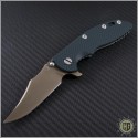 (#RH-XM1835-B-2) Rick Hinderer XM-18 3.5" FDE DLC Bowie - Green Handle - Front