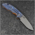 (#RH-XM1835-NF-03) Rick Hinderer Gen 6 XM-18 3.5" Non-Flipper Slicer Working Finish Battle Blue Orange G-10 - Back