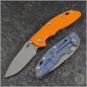 (#RH-XM1835-NF-03) Rick Hinderer Gen 6 XM-18 3.5" Non-Flipper Slicer Working Finish Battle Blue Orange G-10 - Front
