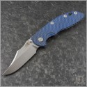 (#RH-XM1835-NFB-001) Rick Hinderer Gen 6 XM-18 3.5" Non-Flipper Bowie Stonewash Black Blue G10 - Front