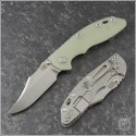 (#RH-XM1835-NFB-004) Rick Hinderer Gen 6 XM-18 3.5" Non-Flipper Bowie Stonewash Transclucent Green G10 - Front