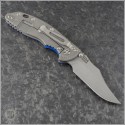 (#RH-XM1835-NFB-007) Rick Hinderer Gen 6 XM-18 3.5" Non-Flipper Bowie Working Finish Black Blue G10 - Back