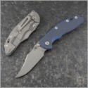(#RH-XM1835-NFB-007) Rick Hinderer Gen 6 XM-18 3.5" Non-Flipper Bowie Working Finish Black Blue G10 - Front