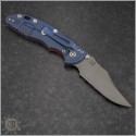 (#RH-XM1835-NFB-012) Rick Hinderer XM-18 3.5" Non-Flipper Bowie Working Finish Battle Blue Red G-10 - Back