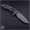 (#RH-XM1835-SL-3) Rick Hinderer XM-18 3.5" Slicer Flipper Blue-Black w/ Bronze Ti - Back