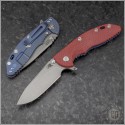 (#RH-XM1835-SLHO-005) Rick Hinderer XM-18 3.5" (Tri-Way) Slicer Hollow Red G-10 Working Finish - Front