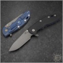 (#RH-XM1835-SLHO-007) Rick Hinderer Battle Blue XM-18 3.5" Slicer Hollow Black G-10 Working Finish - Front