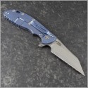 (#RH-XM24-SKW-001) Rick Hinderer XM-24 4" Skinny Wharncliffe Stonewash - Black G10 - Back
