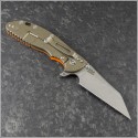 (#RH-XM24-SKW-003) Rick Hinderer XM-24 4" Skinny Wharncliffe Stonewash - Orange G10 - Back