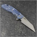 (#RH-XM24-SKW-004) Rick Hinderer XM-24 4" Skinny Wharncliffe Stonewash - Transulucent Green G10 - Back