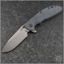 (#RH-XM24H-004) Rick Hinderer XM-24 4" Slicer Hollow Stonewash Textured Black Micarta - Front
