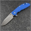 (#RH-XM24H-006) Rick Hinderer XM-24 4" Slicer Hollow Stonewash Blue G10 Green Ti Hardware - Front