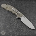 (#RH-XM24H-009) Rick Hinderer XM-24 4" Slicer Hollow Bead Blasted Grey G10 Bead Blasted Ti Hardware - Back