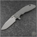 (#RH-XM24H-009) Rick Hinderer XM-24 4" Slicer Hollow Bead Blasted Grey G10 Bead Blasted Ti Hardware - Front