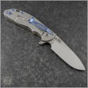 (#RH-XM24H-010) Rick Hinderer XM-24 4" Slicer Hollow Stonewash OD Green G10 Blue Ti Hardware - Back