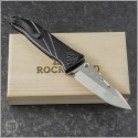 (#RK-CHI-ZDP-01) Rockstead CHI ZDP VG10 Tanto Mirror Polish Black Aluminum Handles Stingray Inlay - Back