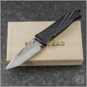 (#RK-CHI-ZDP-01) Rockstead CHI ZDP VG10 Tanto Mirror Polish Black Aluminum Handles Stingray Inlay - Front